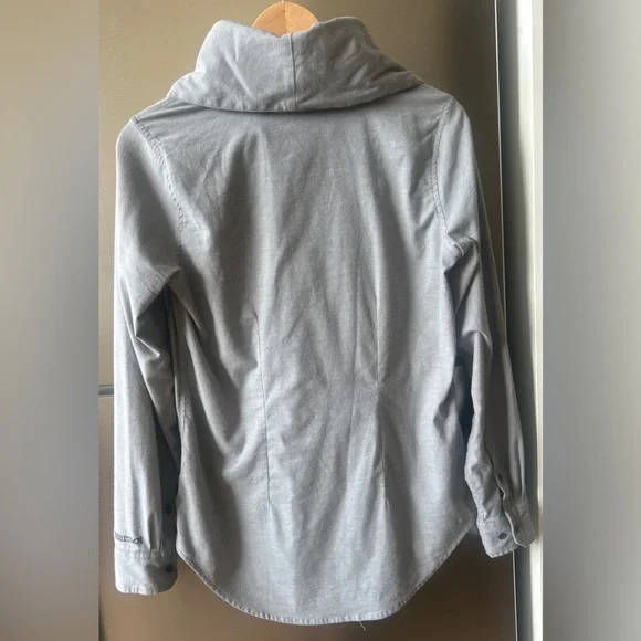 Marmot Gray Button Down Shirt Cowl Neck Stretch Cotton Blend Outdoor Casual - Picture 2 of 5